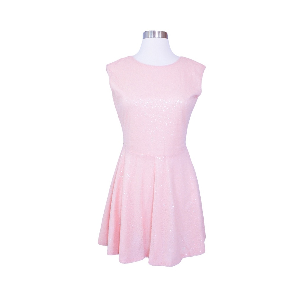 Blush Pink Sleeveless Backless Sequin Short Dress - Picture 5 of 5